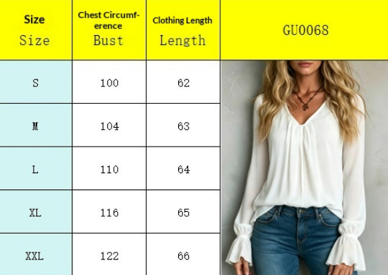 Women's Loose-Fit Flared-Sleeve Blouse - Size Guide