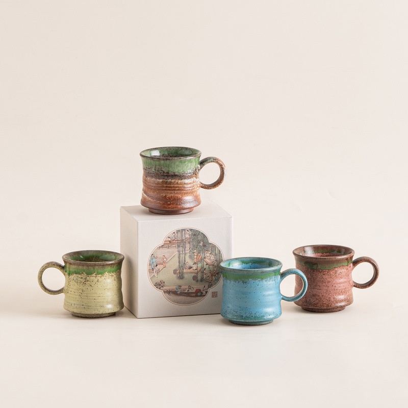 Threaded-handle Kiln-change Coffee Cup Ceramic Mug