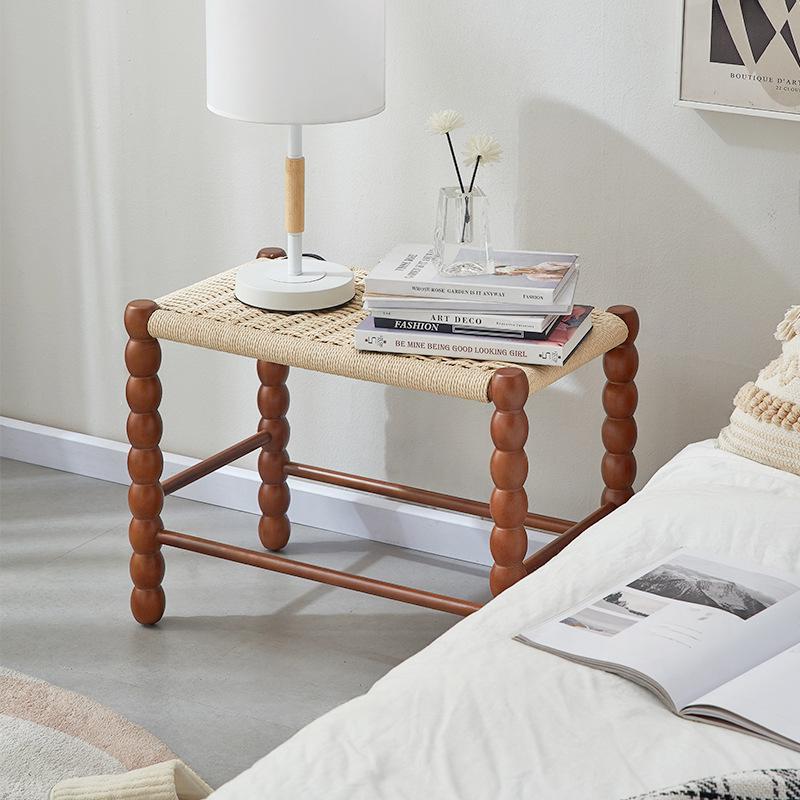 Handwoven Wicker Leisure Stool - Durable Rattan Seat for Hotel Guesthouse Patio Living Room Furniture