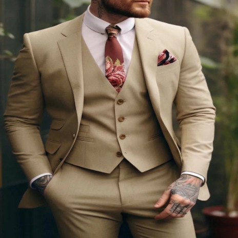 Remnant Men’s Tailored Plus-Size Three-Piece Suit — Khaki