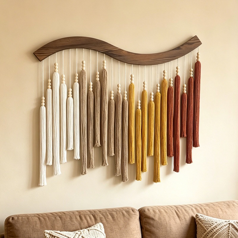 Wooden Tassel Wall Tapestry, picture 3 of 3