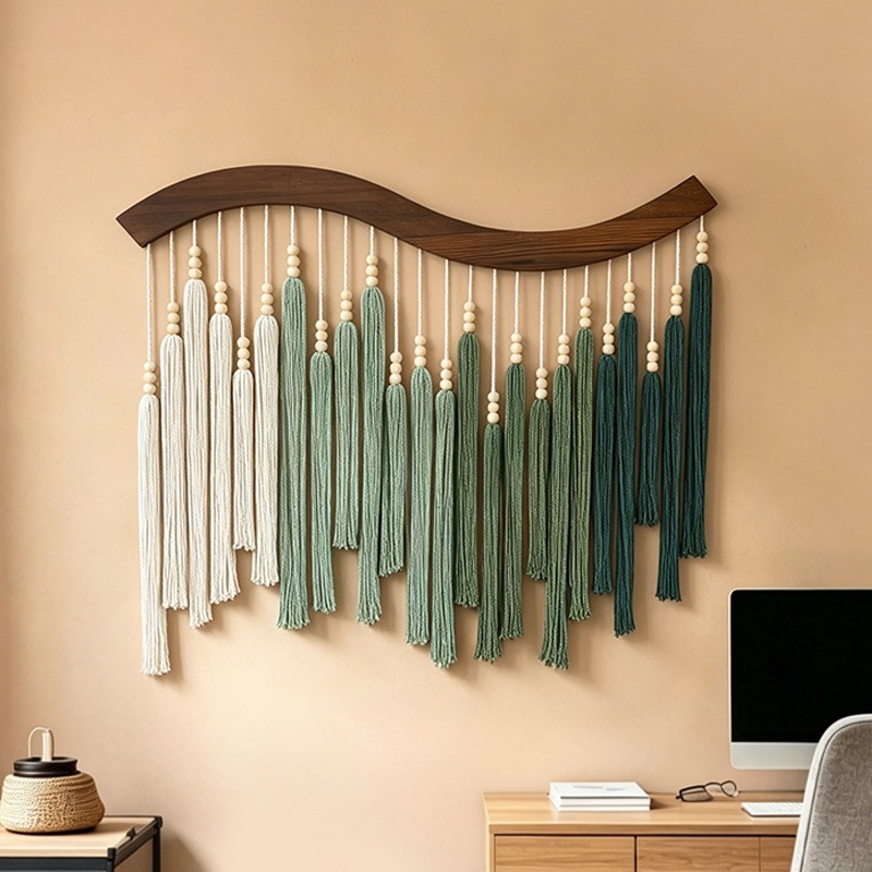 Bohemian Handmade Wooden Tassel Wall Tapestry