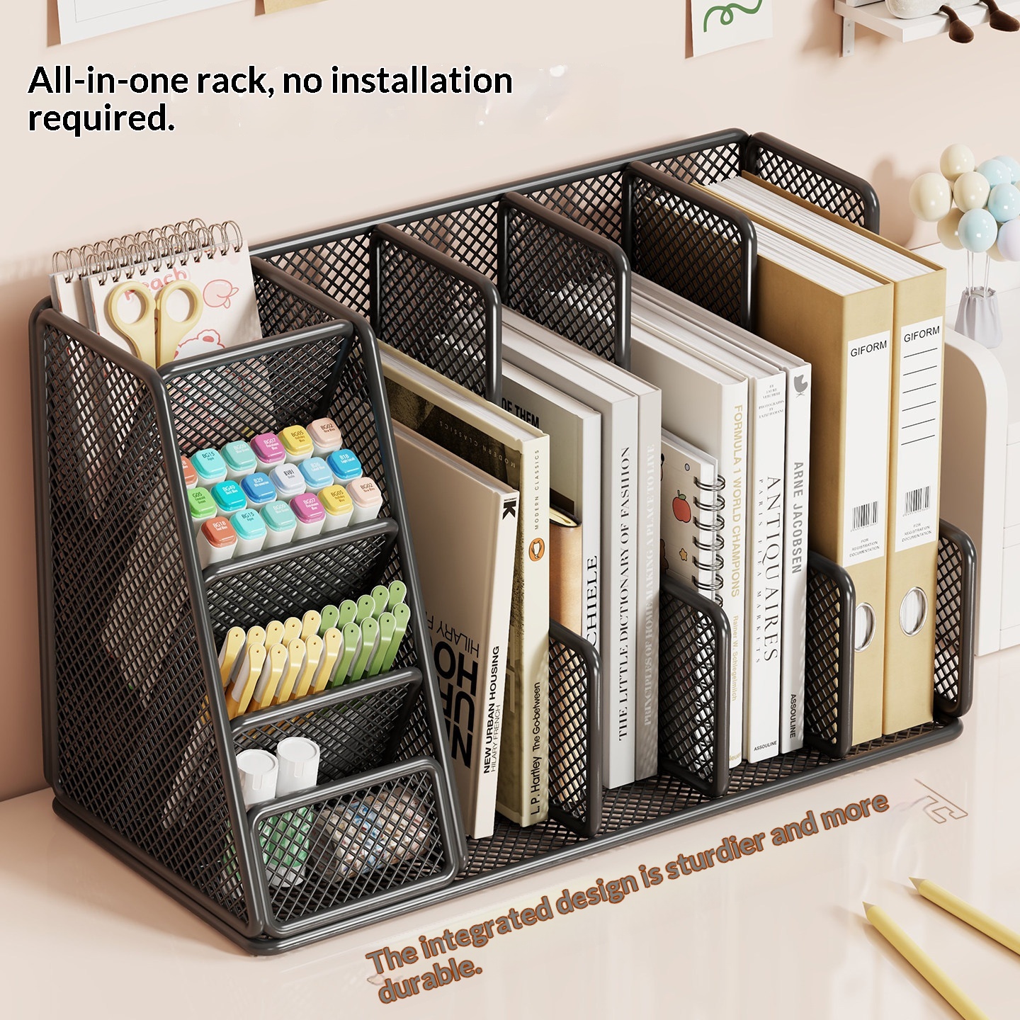Desktop Storage Rack Metal Bookend Multi-layer Home Book Organizer
