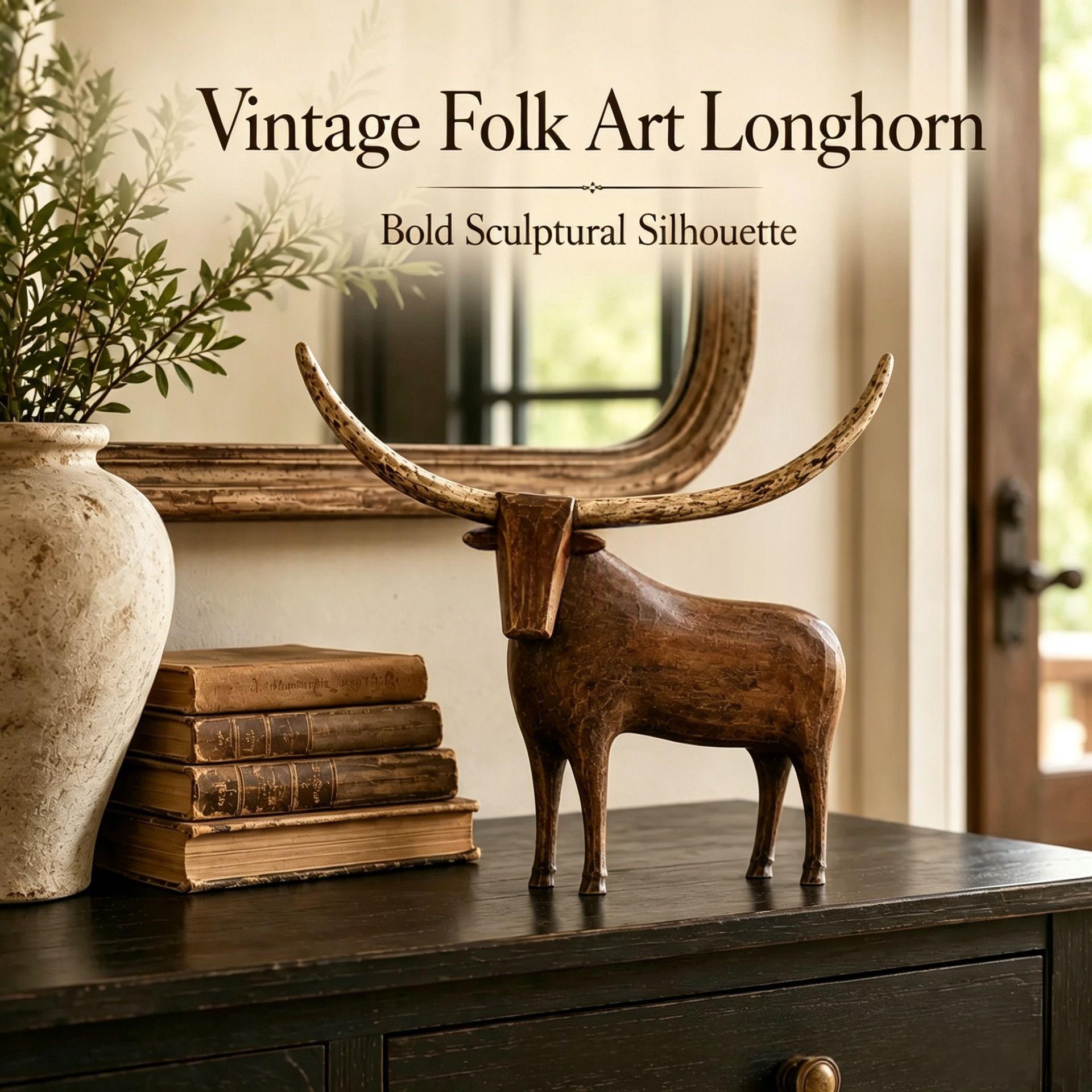 Retro Long-horned Cow Sculpture Decoration