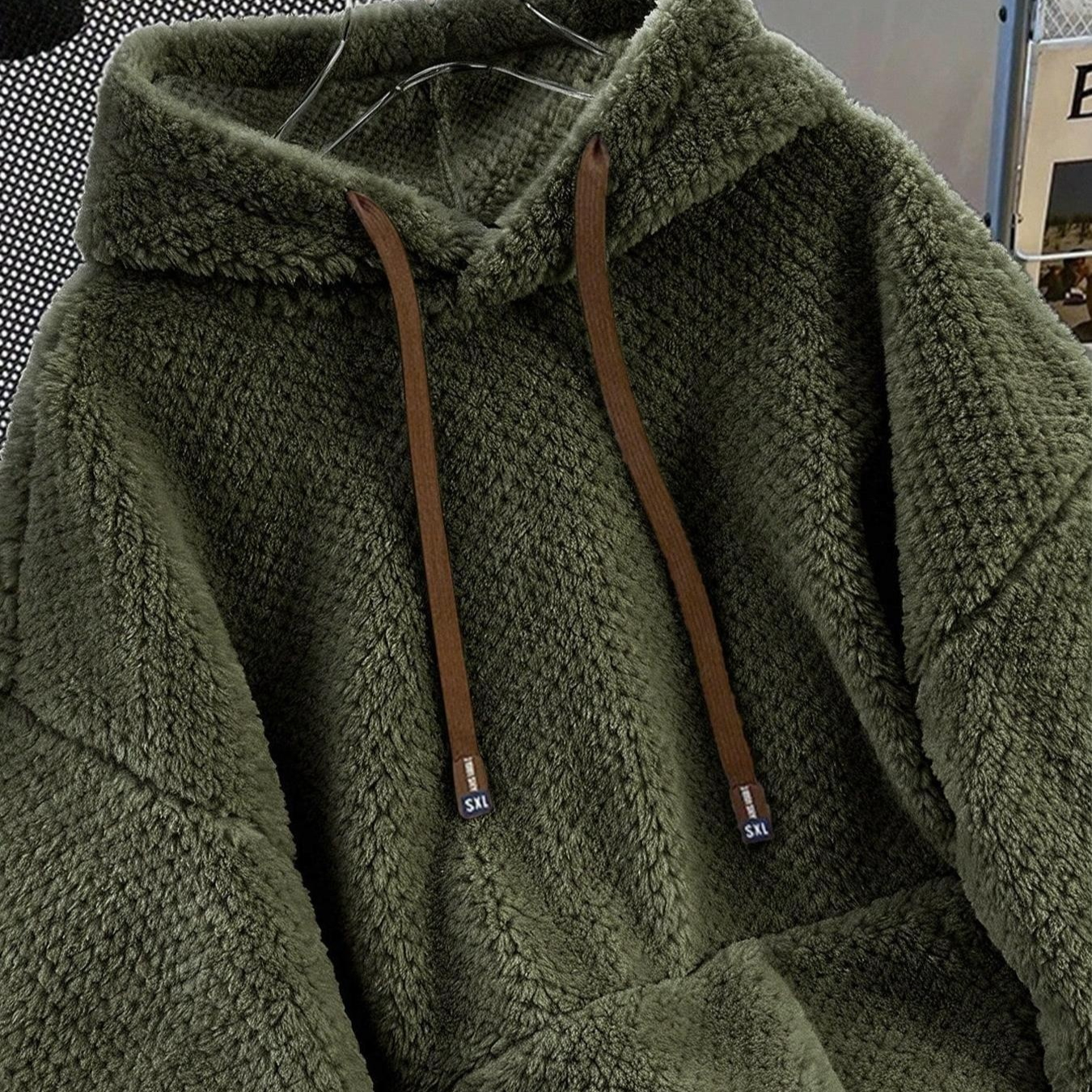 Hooded Sweatshirt With Drawstring Autumnwinter Thickened Style Loose-fitting Oversized Design