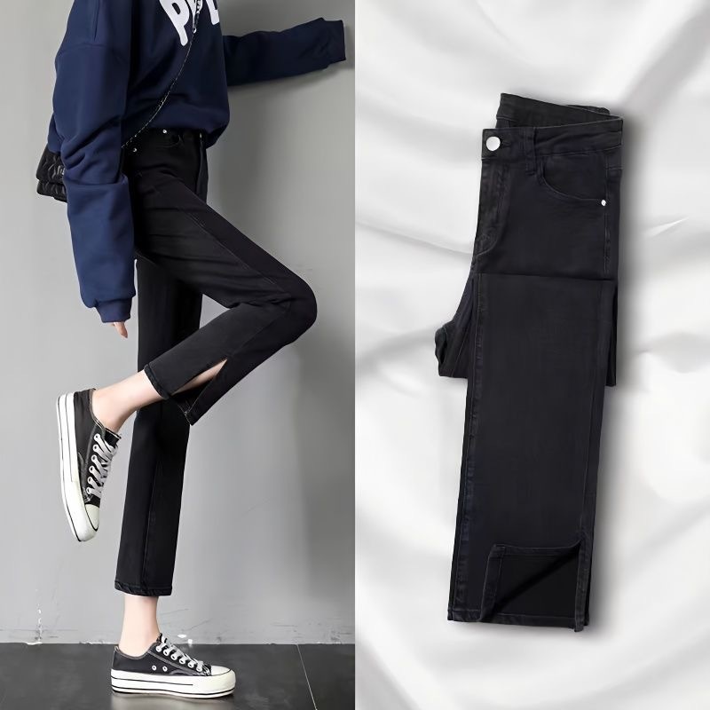 High-waisted, Slimming, Designer-style Stretchy Slim-fit Versatile Cigarette Pants