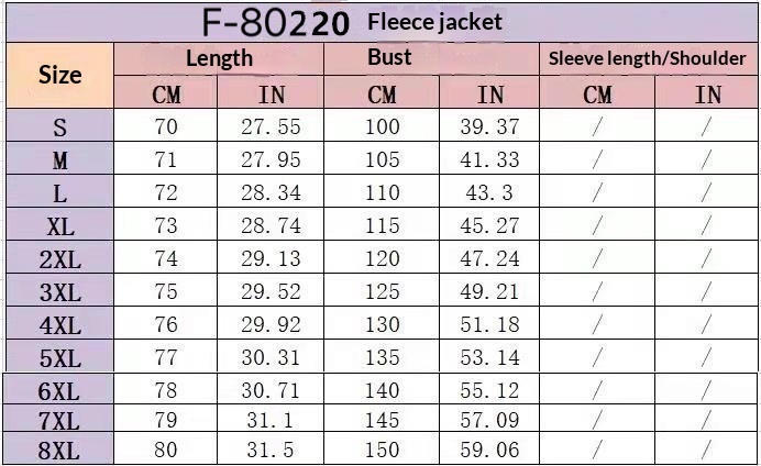 Women's Loose-Fit Double-Sided Fleece Jacket - Size Guide