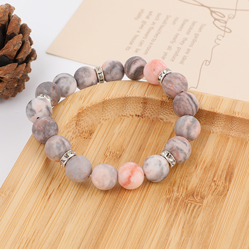 Zebra Stone Heart Bead Friendship Bracelet