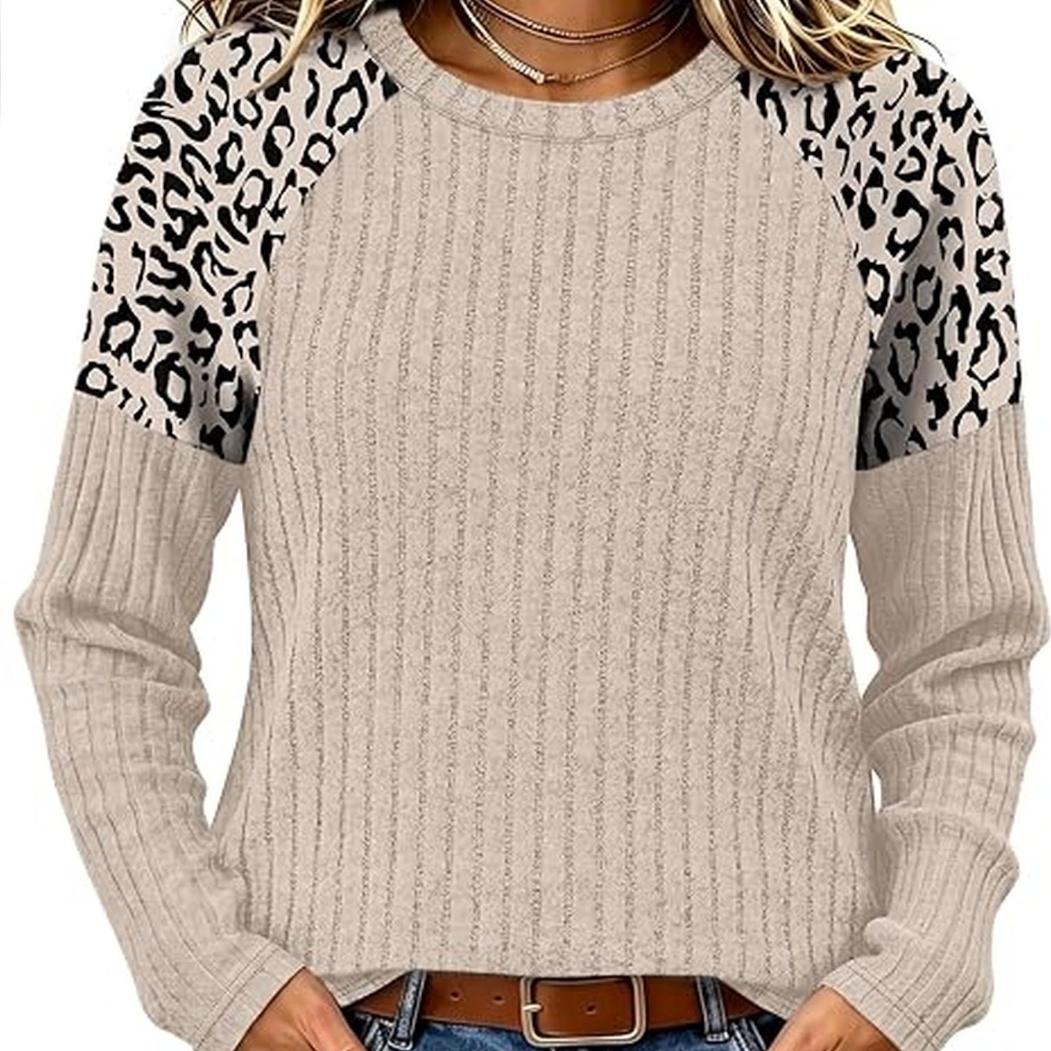 Women's Jacquard Sweater Loose-fitting Round-neck Top
