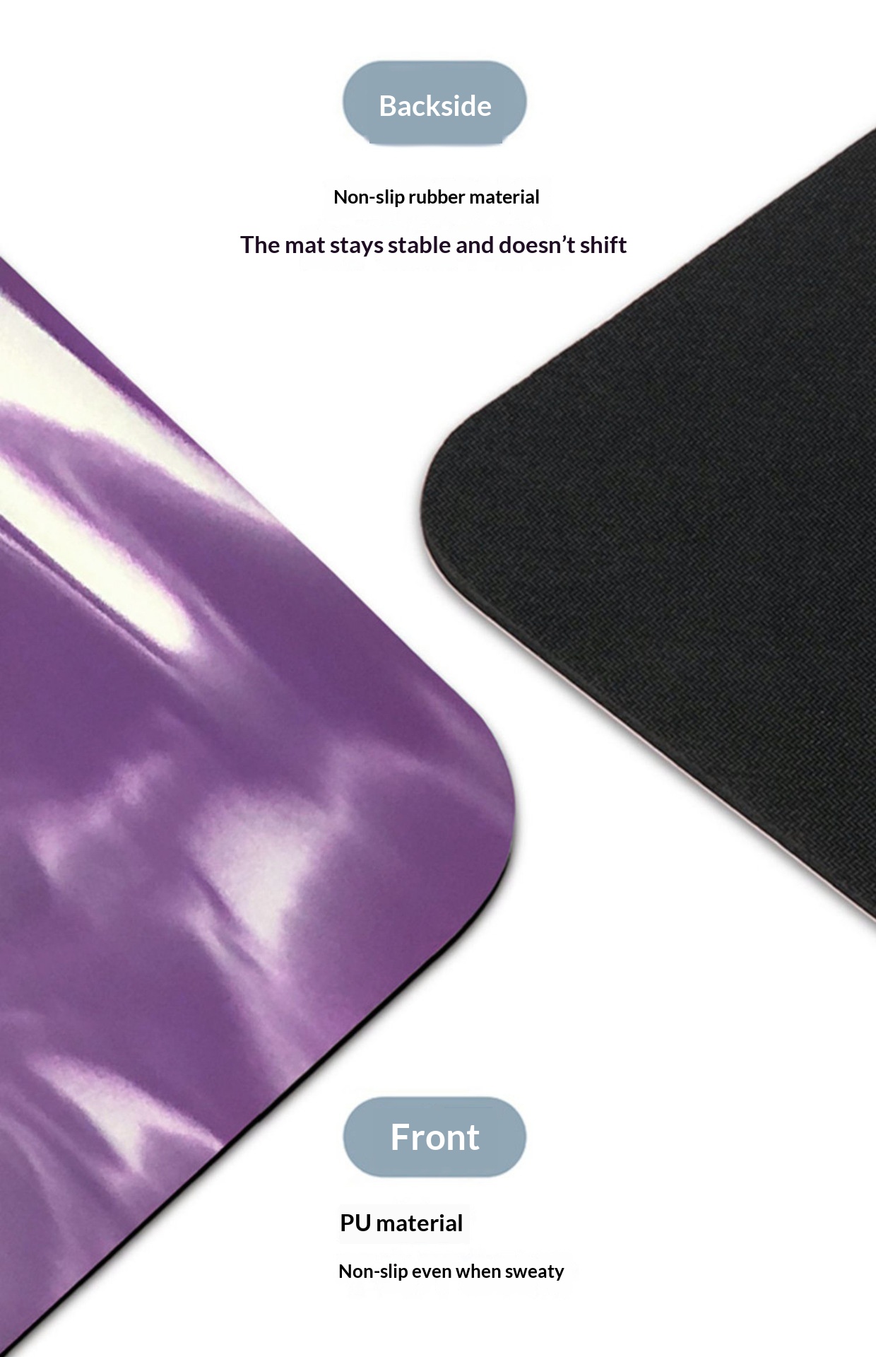 Non-Slip PU Rubber Yoga Mat – 5 mm Colour-Block