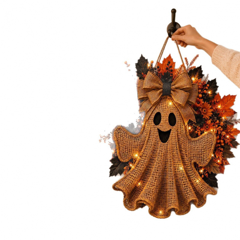 Halloween Ghost Wreath (Ghost wreath-40x40cm with light)