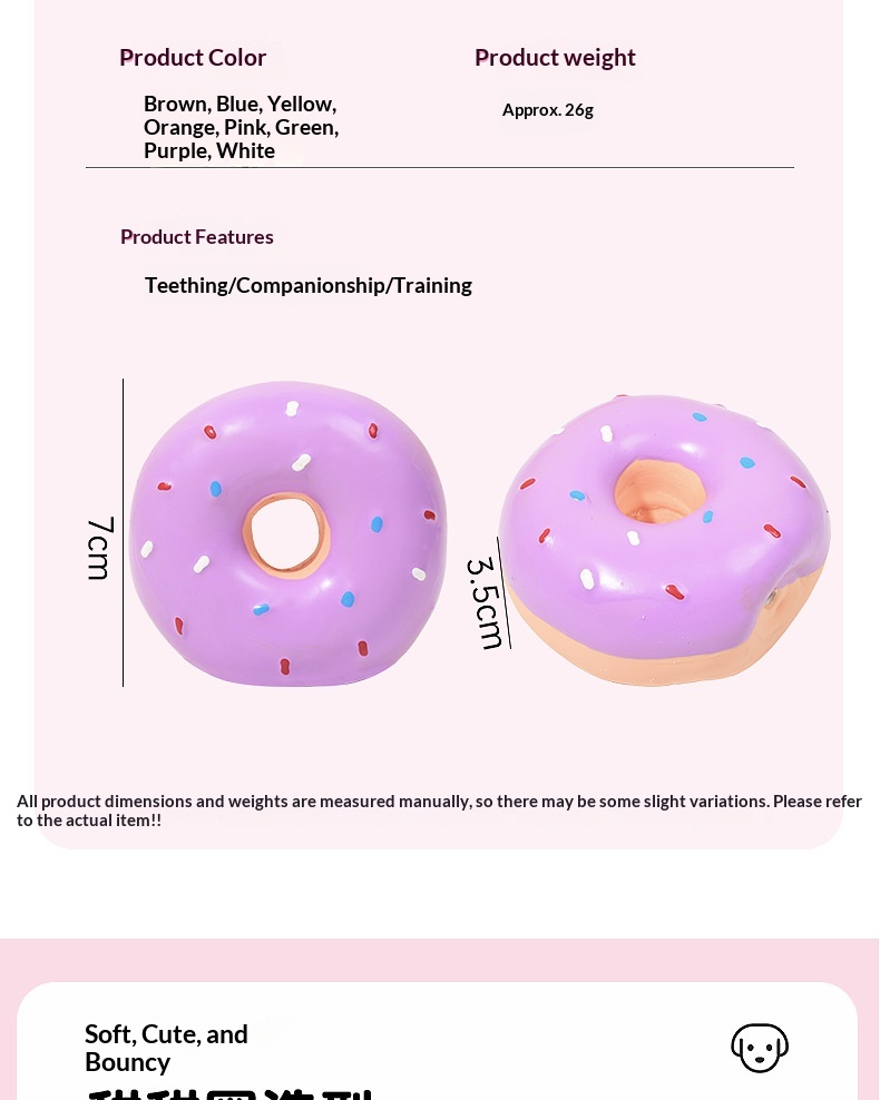 Pet Latex Toy Multi-color Realistic Donut Shape detail photo 7