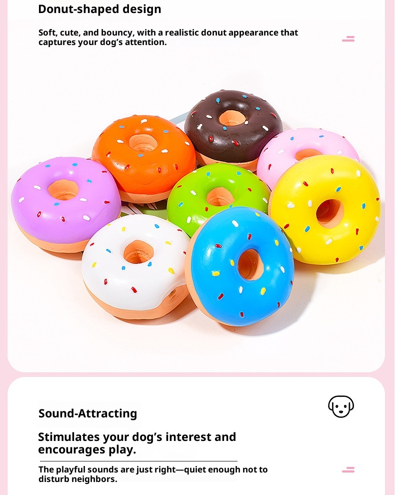 Pet Latex Toy Multi-color Realistic Donut Shape detail photo 2