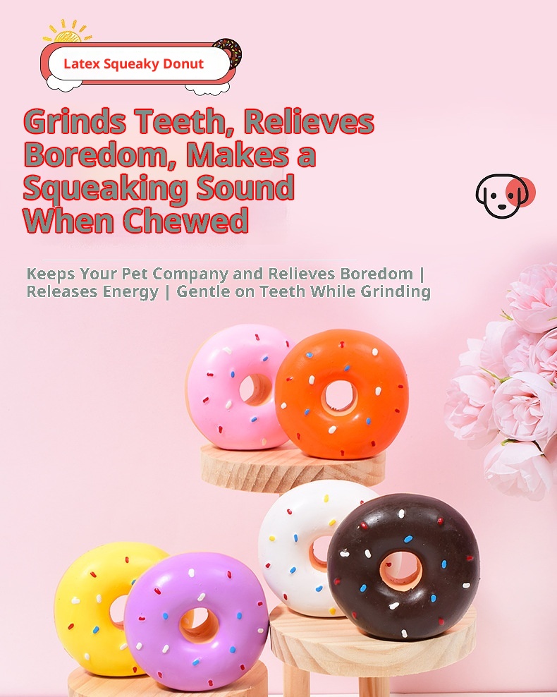 Pet Latex Toy Multi-color Realistic Donut Shape detail photo 1