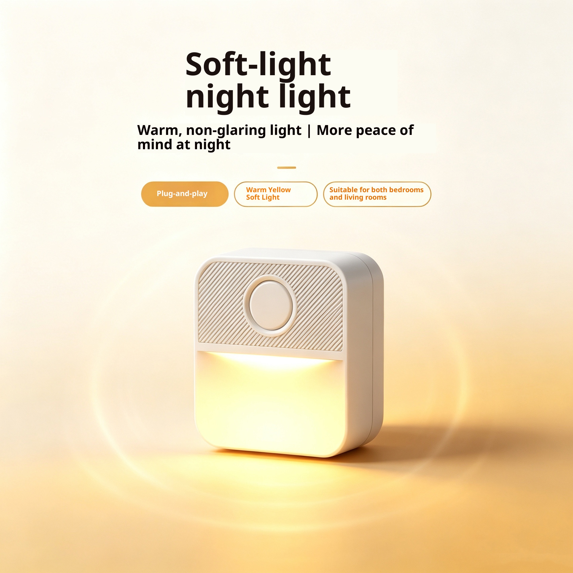 Mini Square Light-controlled Multi-level Dimming Compact Plug-in LED Night Light For The Bedroom
