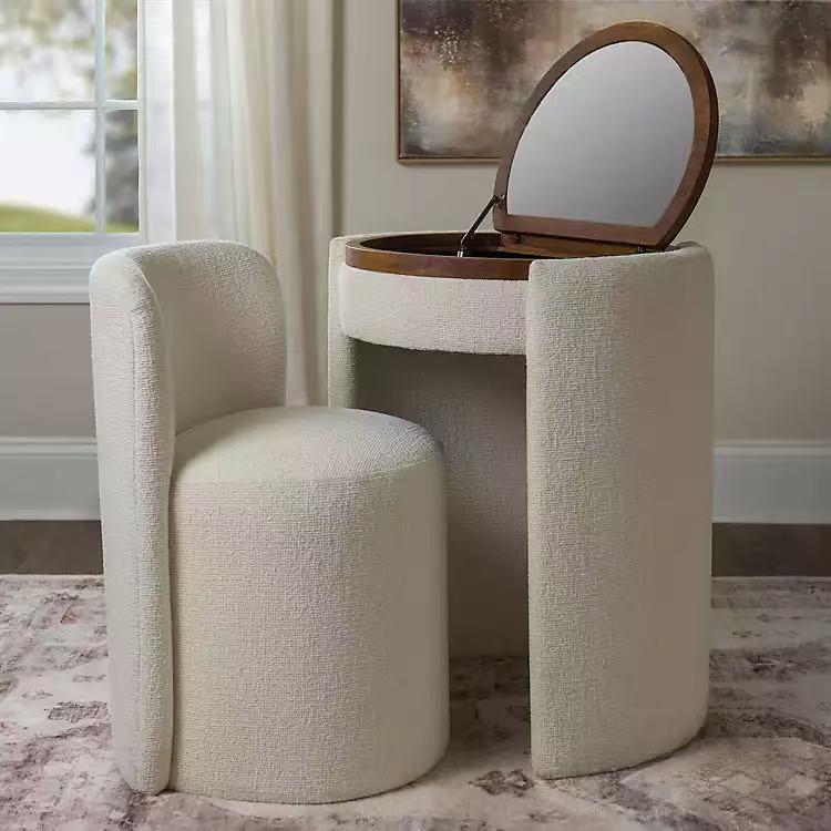 All-in-one Flip-top Storage Multi-functional Vanity Table And Stool
