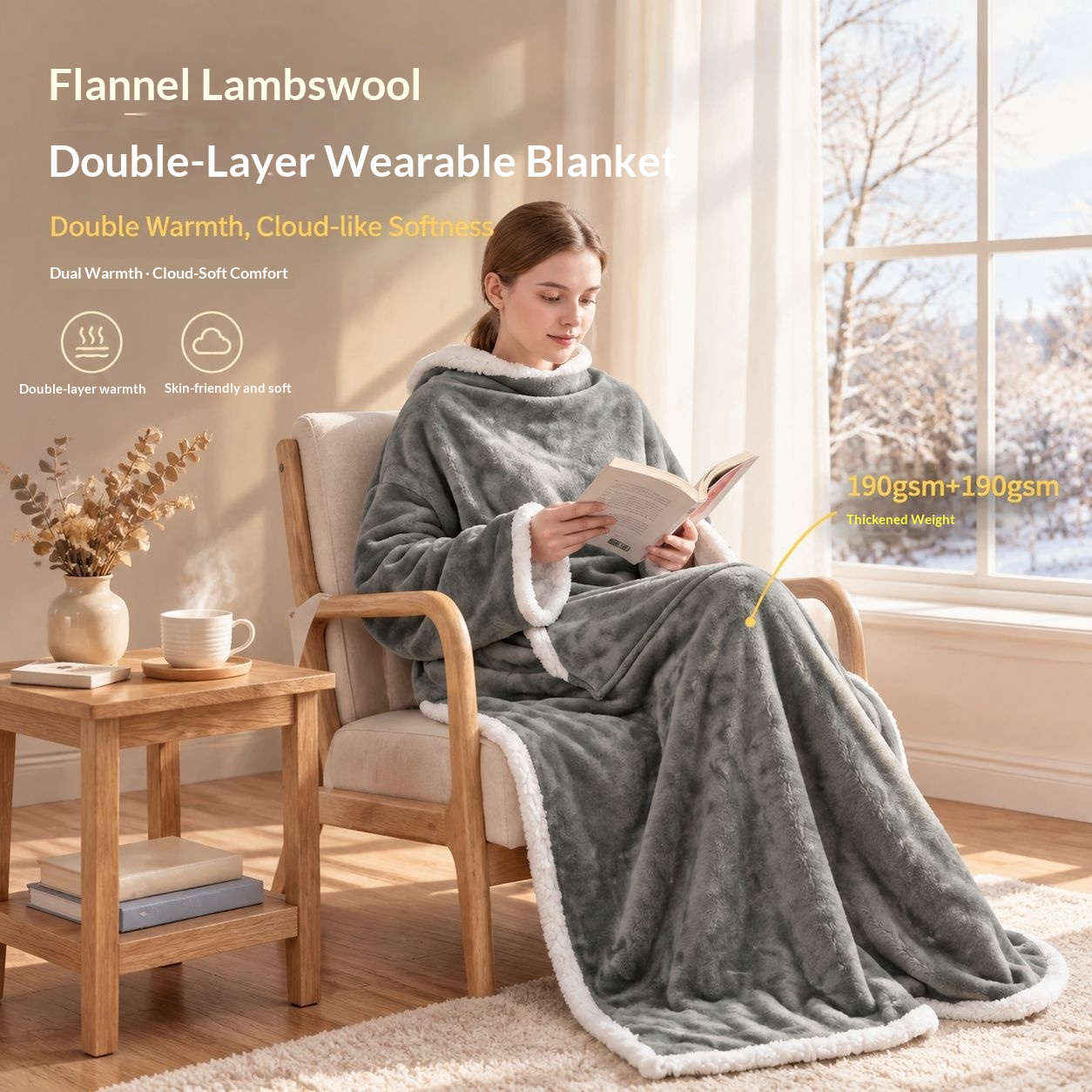 Corduroy Multi-functional Wearable Sleeve Blanket