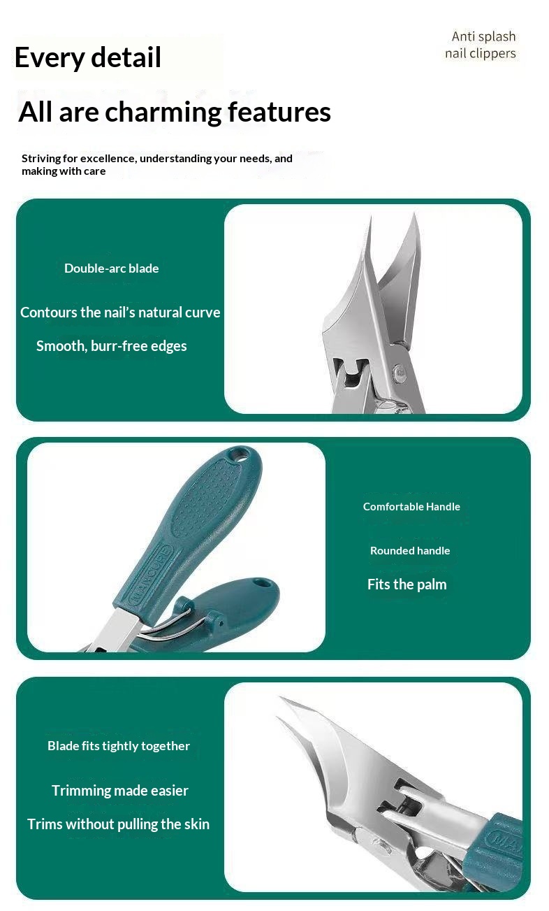 Nail Clipper Set With Eagle-beak Slanted Blades detail photo 9
