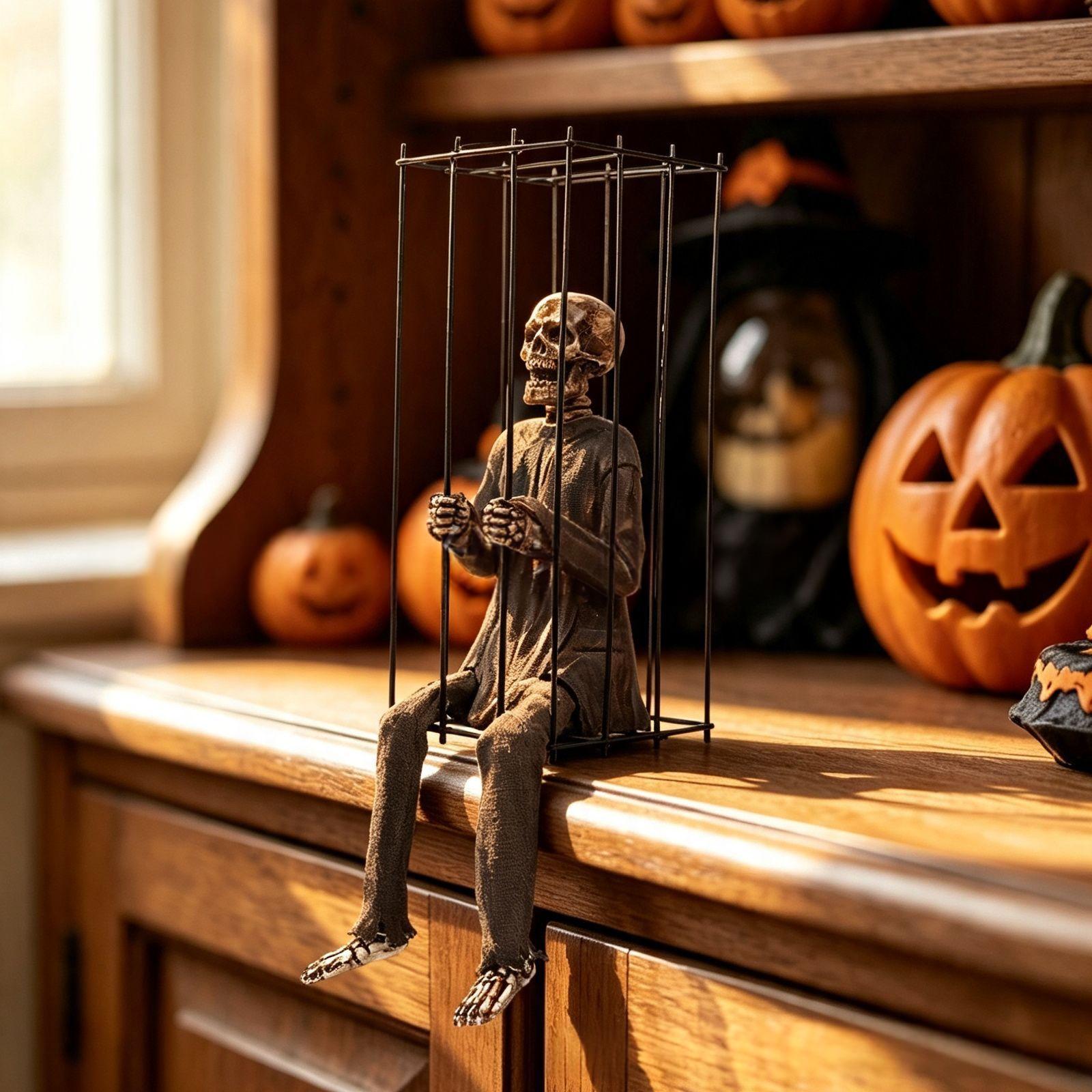 Halloween Skull Man Cage Decoration Amusement Park Haunted House Escape Room Halloween Decor