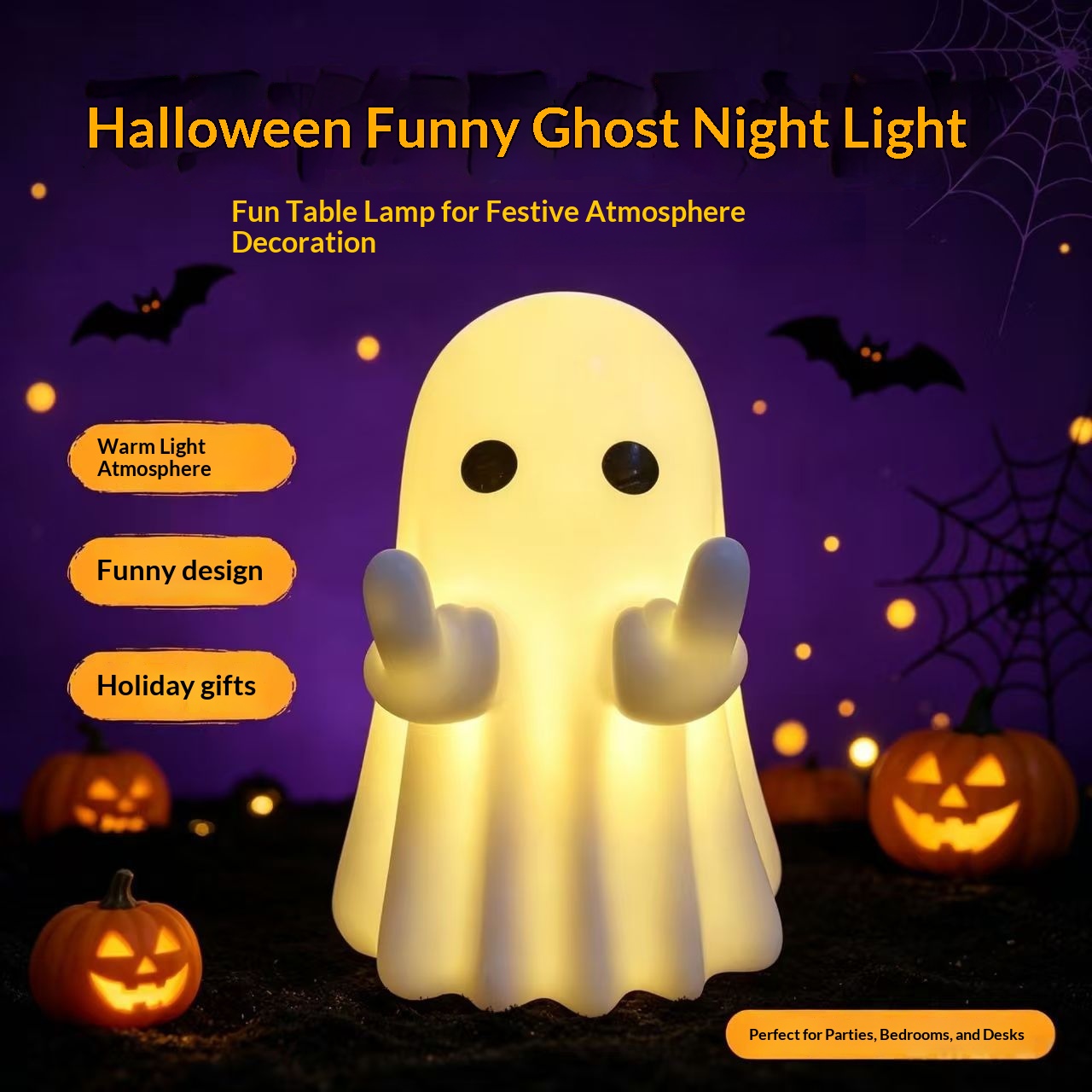Glowing Ghost Pumpkin Decorative Lamp Ornament