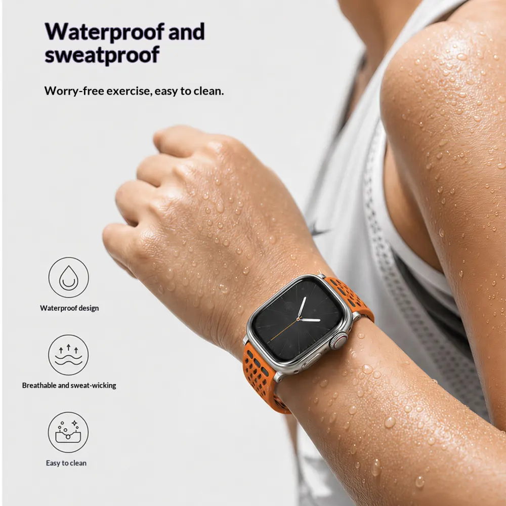 Breathable Perforated Silicone Magnetic Clasp for Watch Straps