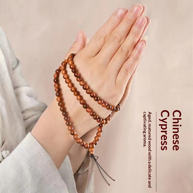 Aged Black-oil Old-material Cliff Juniper Buddhist Rosary Bracelet