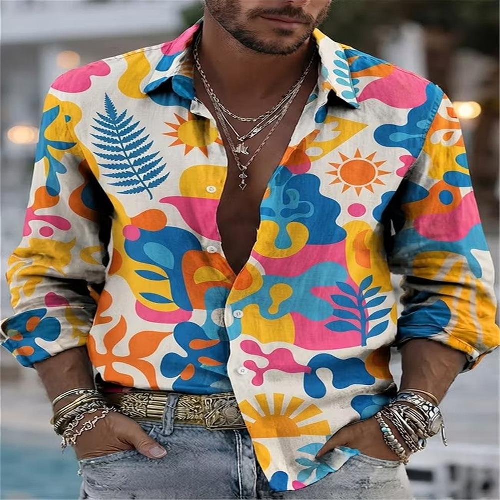 Men's Loose-fit Long-sleeve Printed Shirt