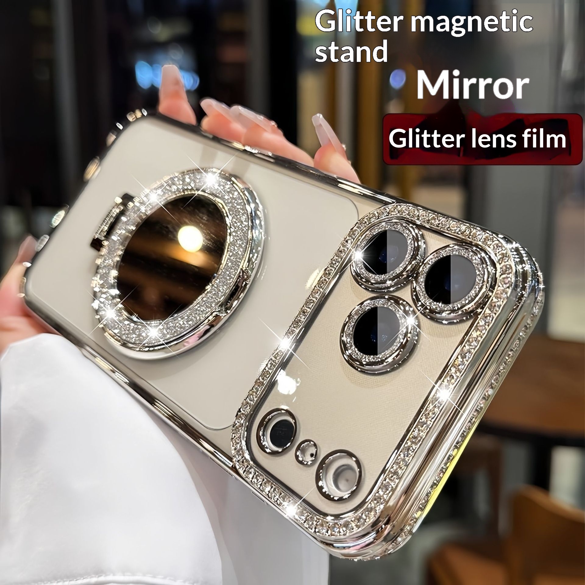 Luxury Side-studded Magnetic Mirror Phone Case