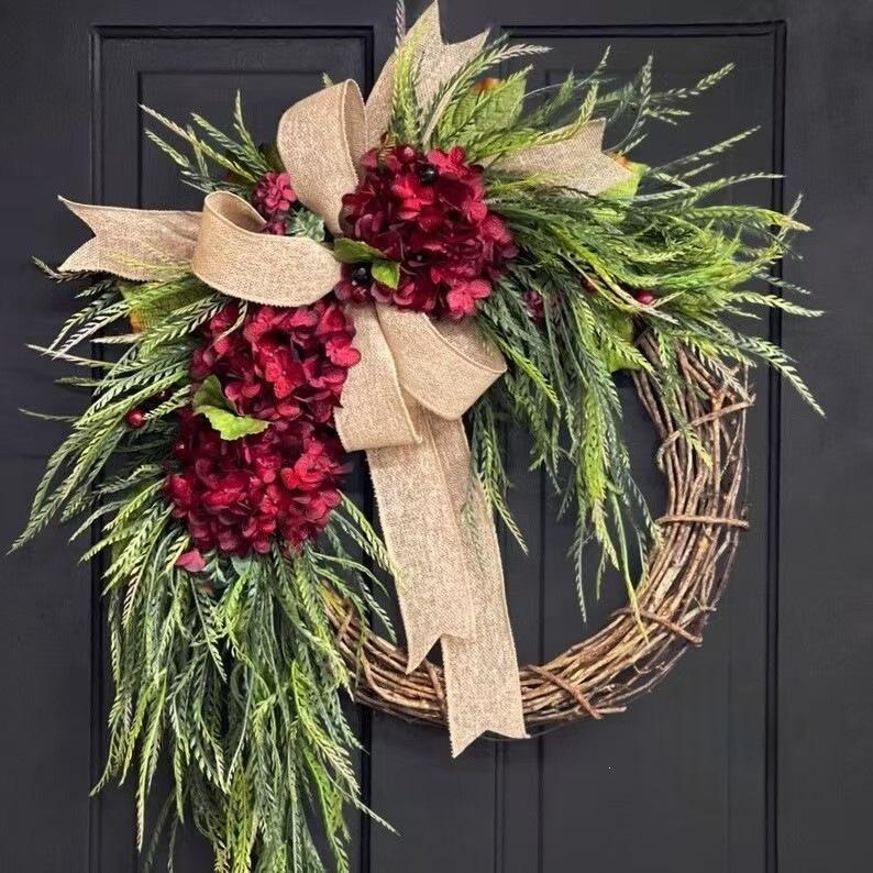 Garden-style Countryside-style Hydrangea Wreath Hanging Decoration Accessory