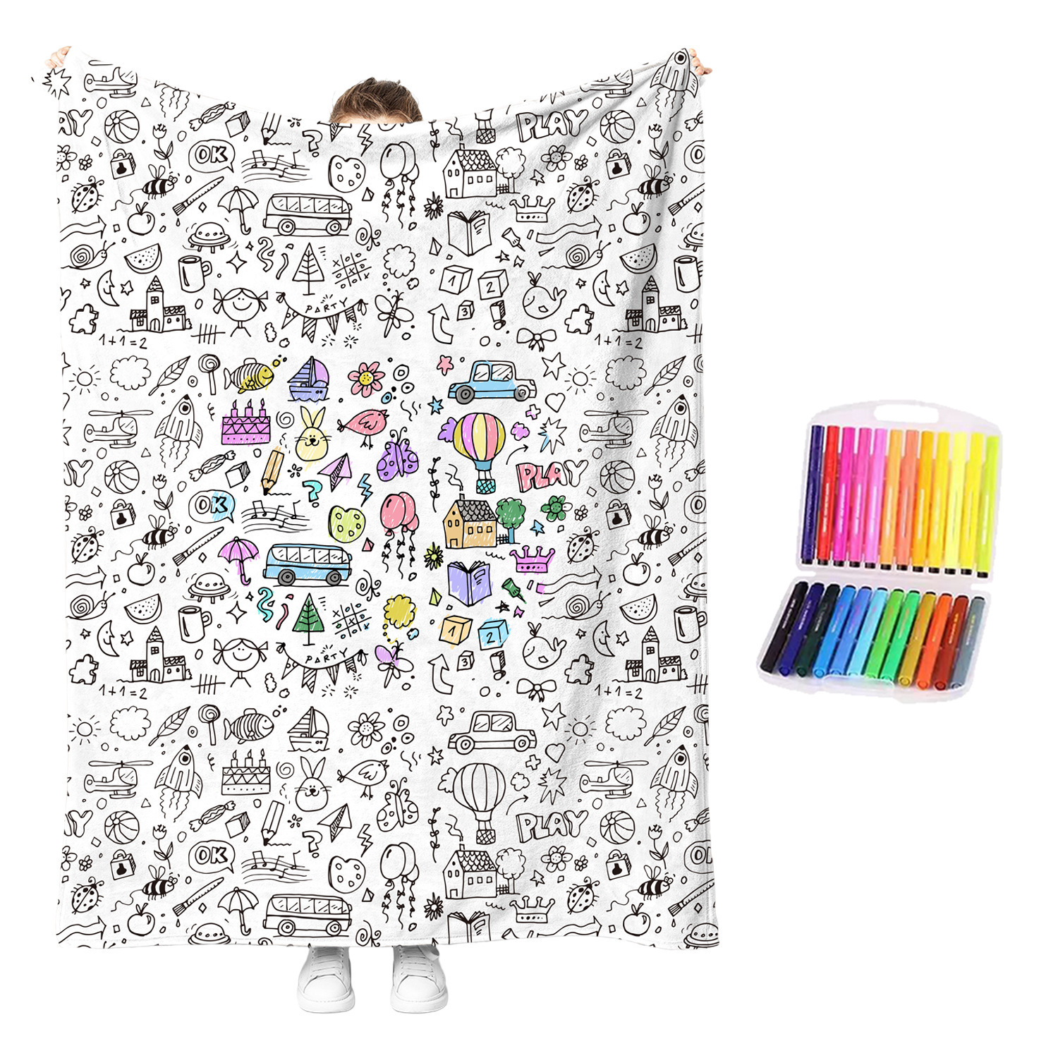 Kids DIY Coloring Blanket With Color Pens