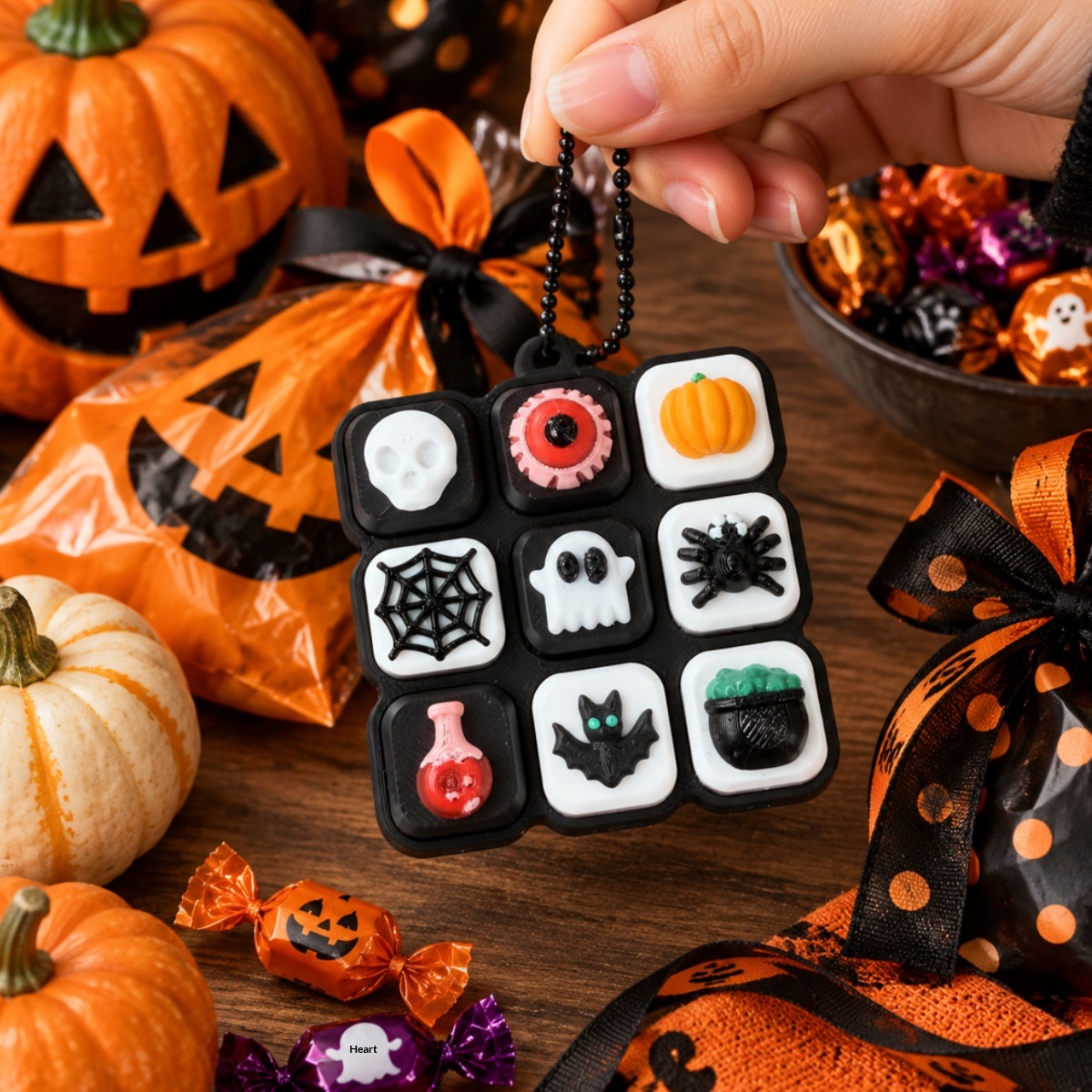 New Halloween-themed 3x3 Grid Clicker Keychain