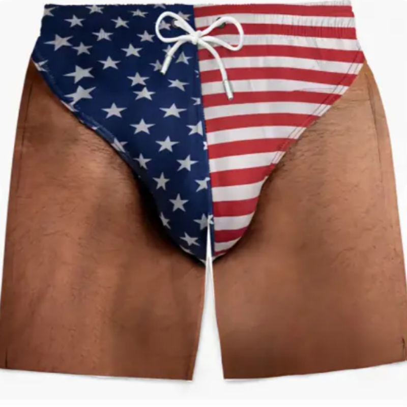 Mens Patriotic American Flag Swim Briefs Stars Stripes Beachwear