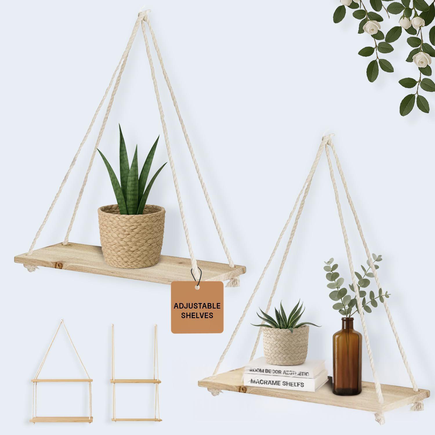 Retro Country-Style Wooden Wall-Mounted Hanging Rope Storage Rack