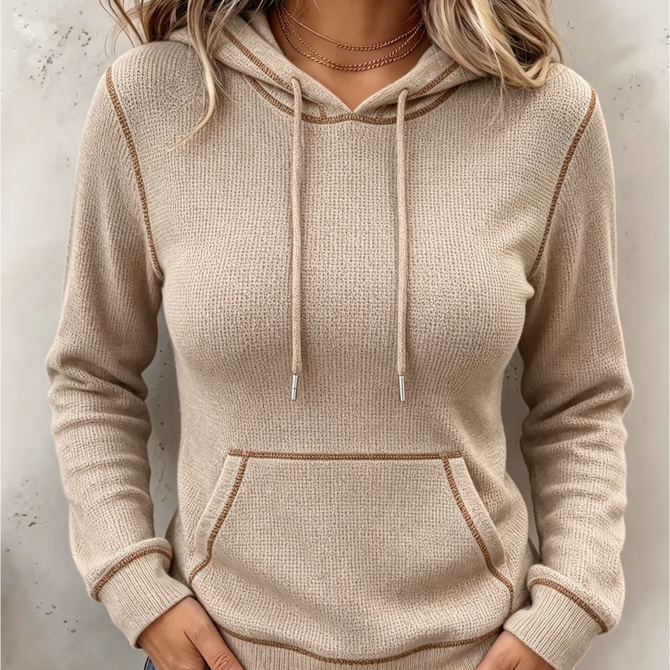 Long Sleeved Drawstring Hooded Casual Hoodie