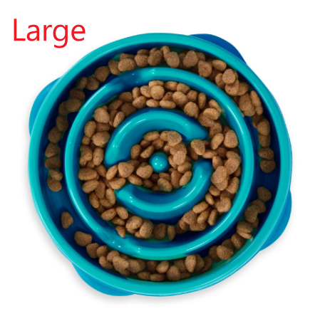 Household Dog Puzzle Anti-choking Slow-feeding Bowl Blue Water Drop Large