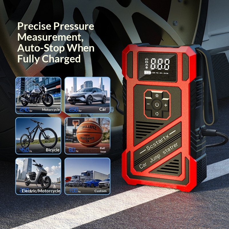 All-in-one Tire Pressure Monitoring Ignition And Jump-starting Device