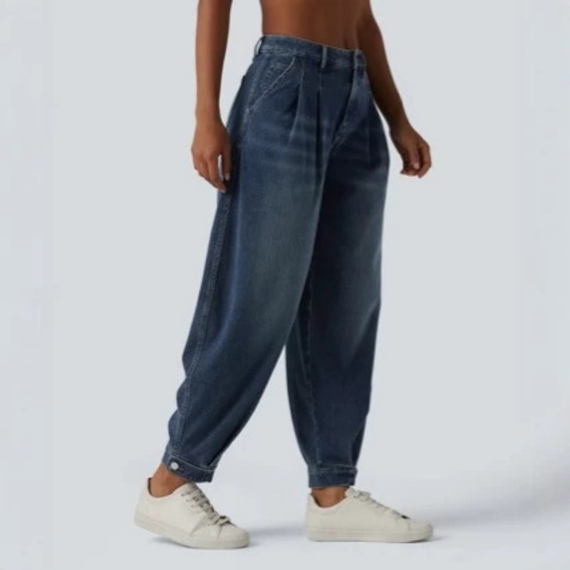 High-waisted Straight-leg Loose Ankle-length Skinny Jeans For Women