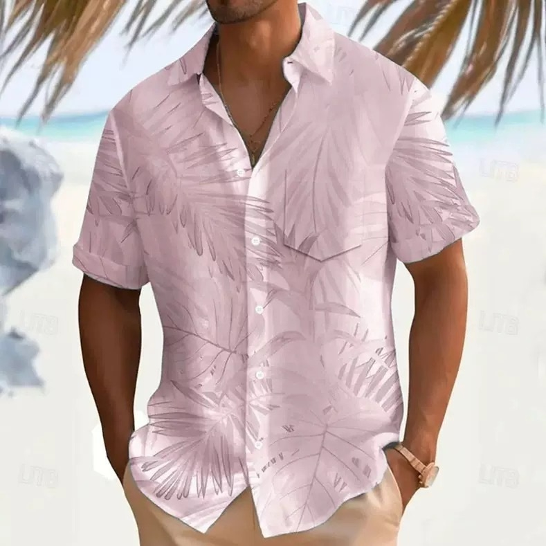 Men's Short-sleeve Printed Collar Shirt