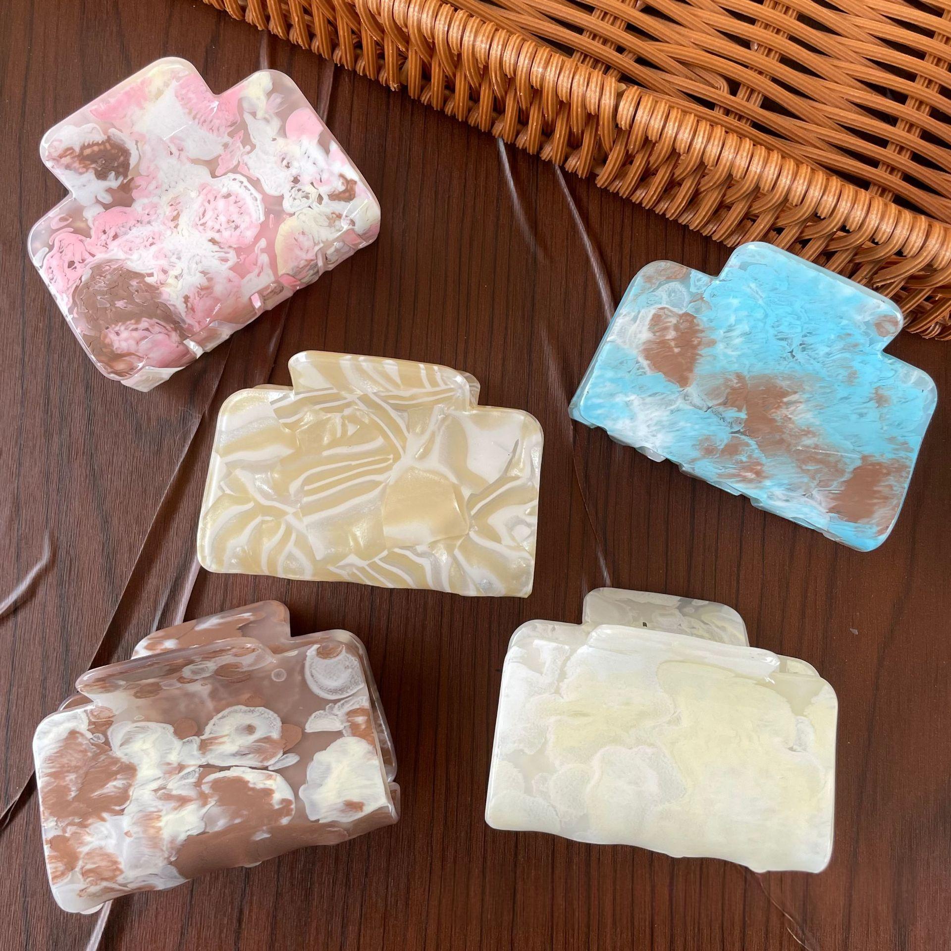 Moon-inspired Uniquely Niche Design Hair Accessory Ombre Cement-effect Square Acetate Hair Claw Clip