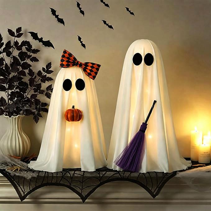 Glowing Couple Ghost Halloween Home Desktop Party Decorations