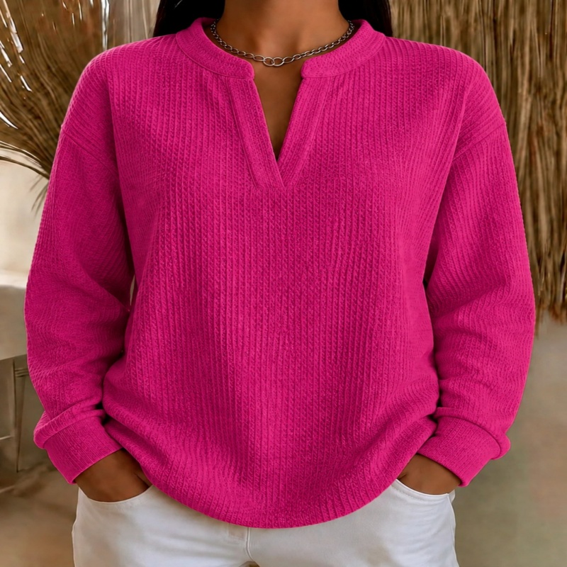 Women's Loose Solid-Color Long-Sleeve Top