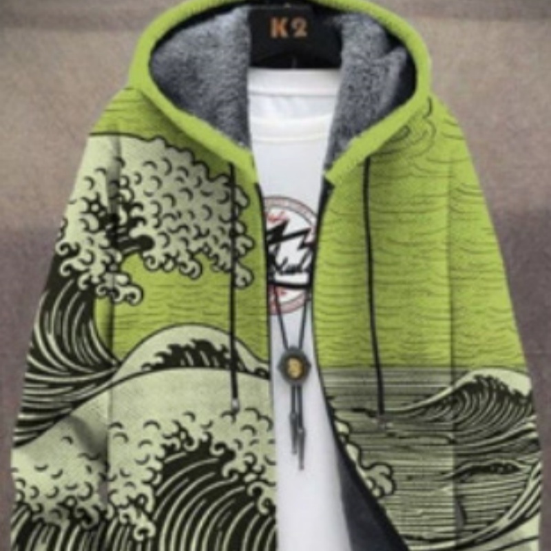 Winter Printed Fleece-lined Thickened Windproof Jacket