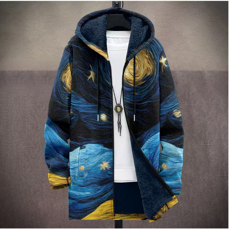 Winter Printed Fleece-lined Thickened Windproof Jacket