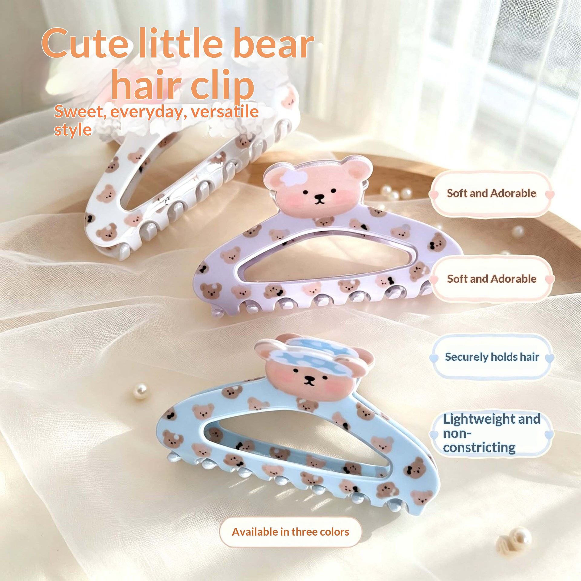 Sweet And Cute Little Bear Hair Clip For Buns