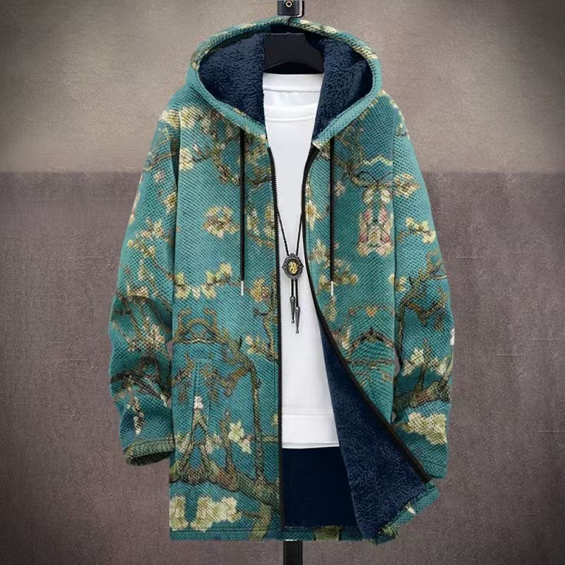 Winter Printed Fleece-lined Thickened Windproof Jacket