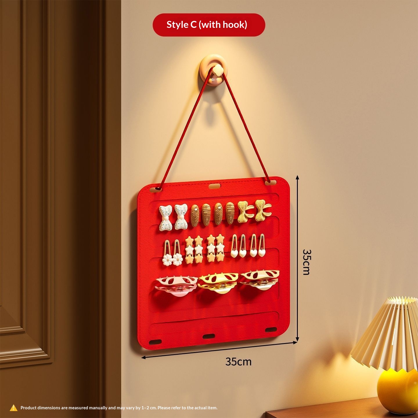 Felt Jewelry Organizer Hanging Bag Hair Clip Storage Bag Wall-mounted
