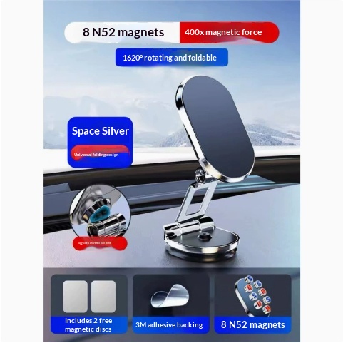 1080° folding magnetic car phone holder view 4