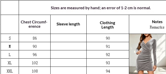 Women's V-Neck Long-Sleeve Midi Dress - size chart