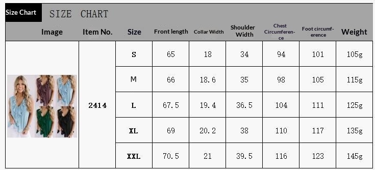 Women's V-Neck Ruffle-Strap Sleeveless Top - size chart