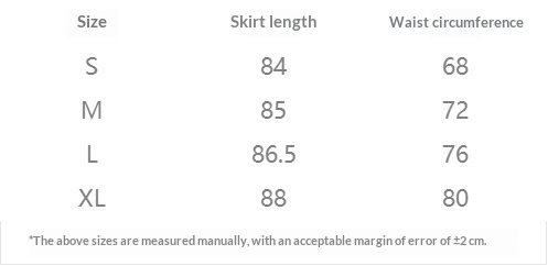 Women's Brown Plaid Long Skirt - S to XL waist and length size chart